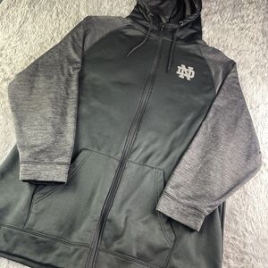 Notre Dame Fighting Irish Jacket Mens 2XT Black Gray Hoodie Full Zip Raglan ND